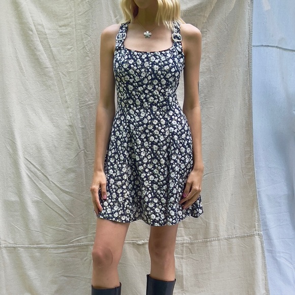 Vintage 90s Floral Mini Dress - Picture 1 of 11
